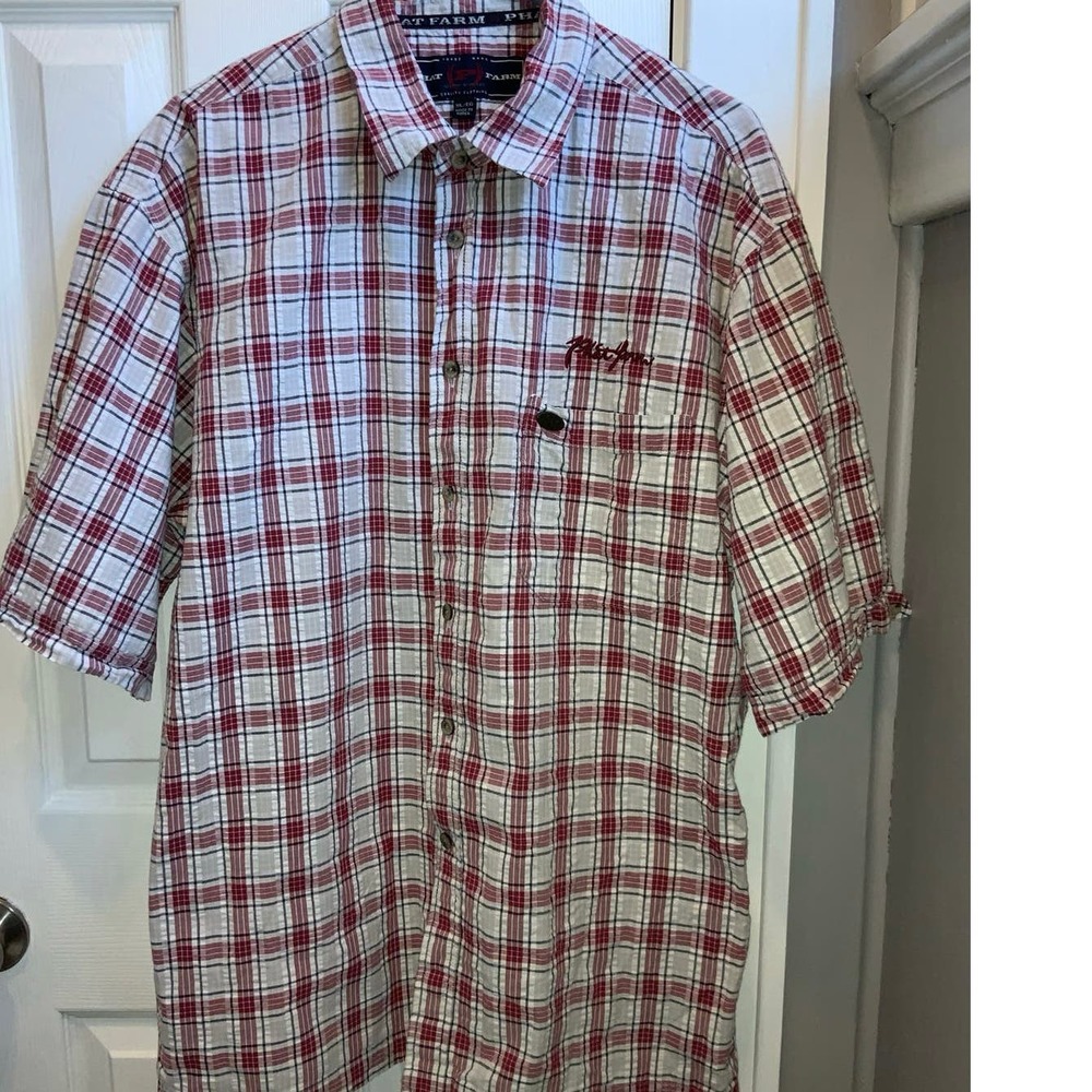 Phat Farm Men's Red plaid button down shirt  sleeve shirt. Size XL